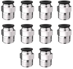 10 PCS Male Straight 1/2 Inch Tube OD 1/2 Inch NPT Push To Connect Fitting