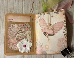 Junk Journal Handmade Booklet Book Vintage “Pink Fairies” Pockets, Ephemera