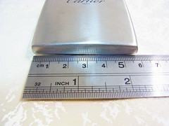 Authentic Cartier Business Card Holder Stainless steel Case Rare w/Pouch & Paper
