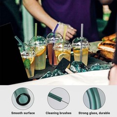 8 Pcs Reusable Glass Straws, 8″x8mm Eco-friendly Drinking Straws for Smoothies