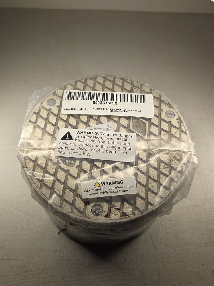 Zurn CO2450 4″ ABS Adjustable Floor Cleanout C02450-AB4 Black Drain Plug Plumbin