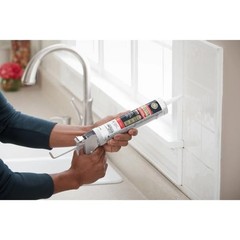 GE Supreme Paintable Silicone Caulk for Kitchen & Bathroom – 9.5 fl oz