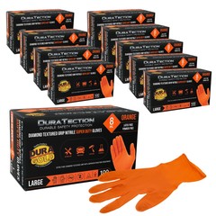 Duratection 8 Mil Super Duty Diamond Textured Nitrile Gloves, 1000 Gloves, Large