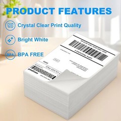 1000 4″ x 6″ Fanfold Direct Thermal Shipping Labels for Zebra & Rollo Printers
