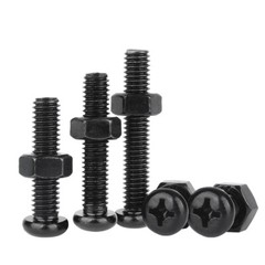 Black Steel Pozi Pan Head Screws Phillips Bolt With Full Nut M2 M2.5 M3 M4 M5 M6