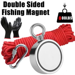 800LBS Double Sided Fishing Magnet Rope Kit Super Strong Neodymium Pulling Force