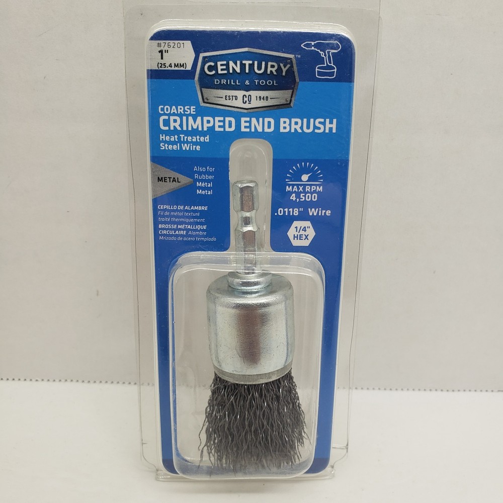 Century Coarse Crimped End Wire Brush 1″ 1/4″ Hex Stem #76201