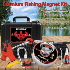 FINDMAG Magnet Fishing Kit with Case 1500 LBS Pulling Force Super Strong Fishing
