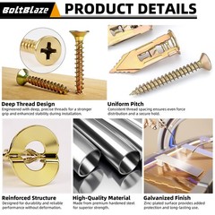 50Pcs Self-Drilling Drywall Anchors with Screws – Easy Expansion & Secure Hold