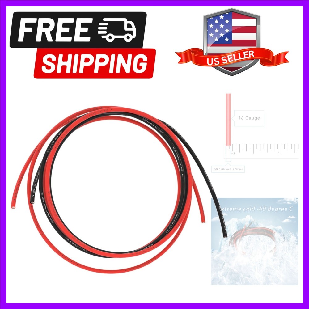 18 Gauge Silicone Wire 5 ft red and 5 ft Black Flexible 18 AWG Stranded Tinne…