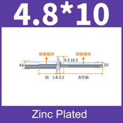 4.8mm 6.4mm Structural Pop Rivets Dome Head Steel Monobolt Breakstem Fasteners