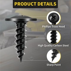 Wood Screws 1/2 Inch, 160 PCS FIXLINK Premium Phillips Truss Head Black Wood …