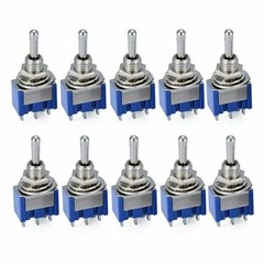 10pcs Blue Silver Toggle Switch 3-Terminal ON/OFF/ON