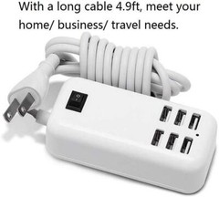 Multi 6 Port USB Hub Wall Charger Station Fast Charging Desktop AC Power Adapter