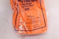 12 pairs of Ansell Orange Heavyweight Flocked 13 ” Gloves #208 Size 9