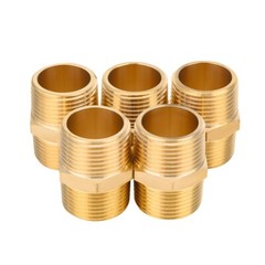 5 PCS EFIELD 3/4″ x3/4″ Male NPT Hex Nipple Pipe Adapters ,Brass Fittings