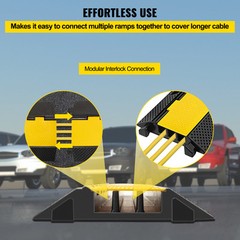 VEVOR 1-Pack 3-Channel Cable Protector Cover Ramp 33000LBS Capacity Heavy-Duty