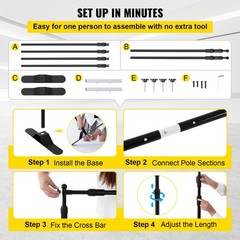 8x10Ft Banner Stand Heavy-Duty Backdrop Stand Telescopic Adjustable Repeat Step