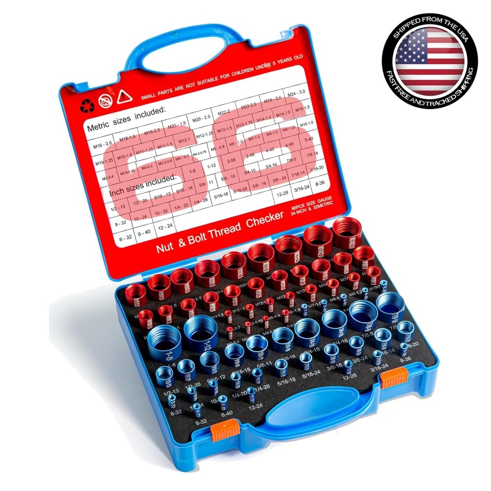 Aluminum & Stainless Steel 66-Size Thread Checker – Quick Size Finder