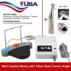 Mini Dental Brushless Implant Motor System 20:1 LED Contra Angle Handpiece