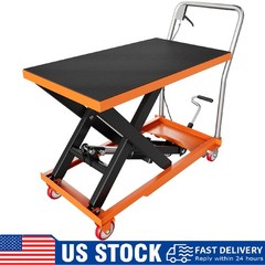 1100 Lbs Capacity Hydraulic Table Cart, Single Scissor Lift Table w/Non-Slip Pad