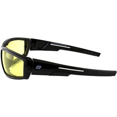 Birdz Eyewear Swoop Padded Motorcycle Sunglasses Black Frame Yellow Lens