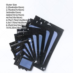 Multi-Size Double-Side Glossy Black Mylar Flat Zip Lock Bag w/Window & Hang Hole