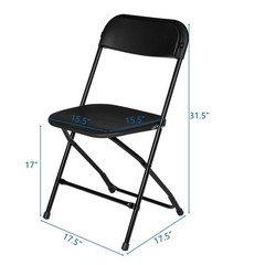 12PCS Folding Plastic Chair Wedding Party Outdoor Indoor 360LBS Capacity Black