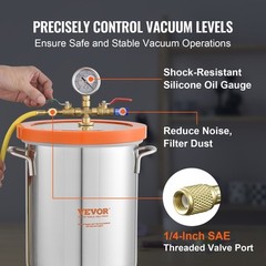 VEVOR Vacuum Chamber Tempered Glass Lid Vacuum 5 Gal Degassing Chamber Silicone