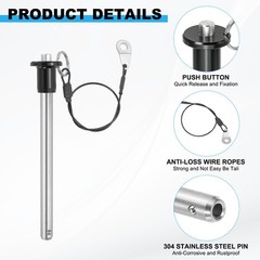5/16″(8mm)x3.5″(90mm) 304 Stainless Steel Quick Release Pin Ball Locking Pin