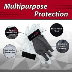 Wing Thumb with Reinforced Finger Protection Gloves, White/Black (1 Pair)