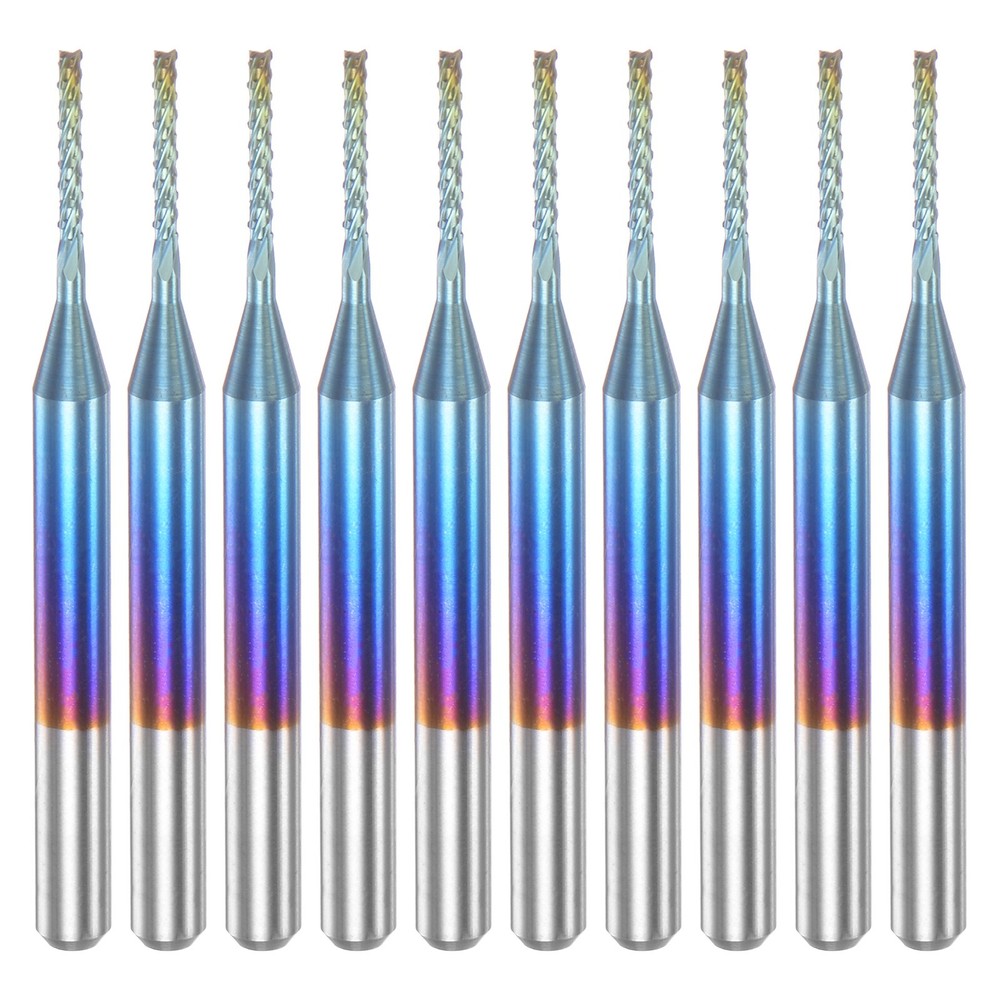 10pcs 1/8″ Shank 1mm Tungsten Carbide Blue Coated End Mill CNC Router Bits