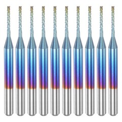 10pcs 1/8″ Shank 1mm Tungsten Carbide Blue Coated End Mill CNC Router Bits
