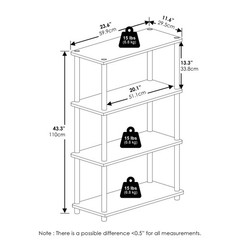 Furinno Turn-N-Tube 4-Tier Multipurpose Shelf Display Rack in White/White