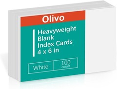 Blank Index Cards 4×6 Unlined Unruled Flash Note Cards 4″ x 6″, White, 100 Co…