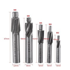 5Pcs Counterbore Drill Bits Set, 4 Flutes Straight End Mill Cutter HSS Countersi