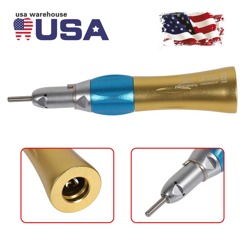 Dental Straight Nosecone Handpiece Low Speed 1:1 fit NSK E-type Motor Golden MD