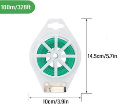 Twist Tie, 328 Feet (100M), Green Cable Ties with Cutter, Reusable Garden Plant