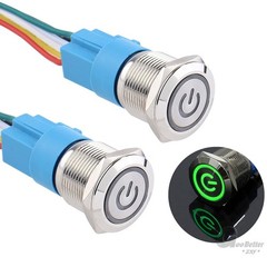 22mm LED ON OFF Waterproof Stainless Steel Latching Push Button Power Switch