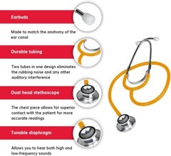 Ever Ready First Aid Dual Head Stethoscope for EMS EMT Medical Nurses – Yellow