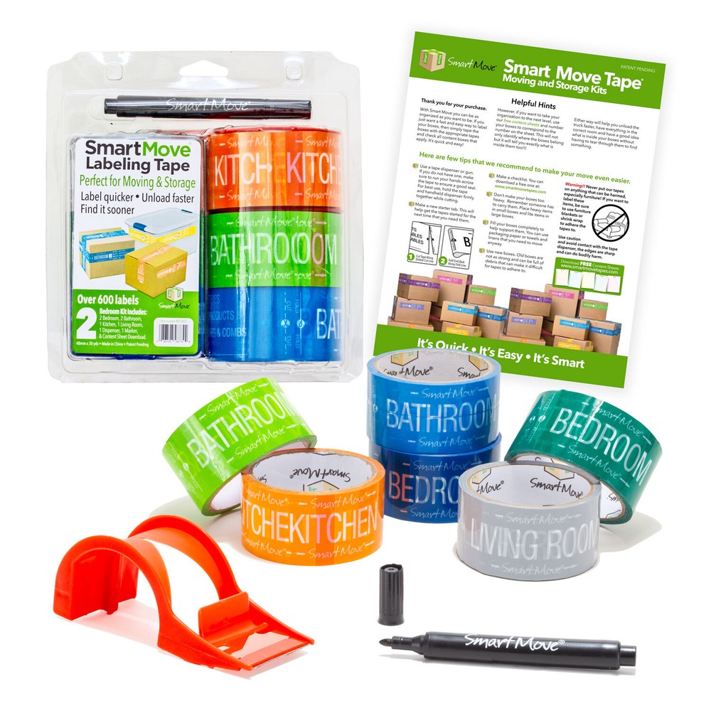 UBMOVE Multi-Colored 2 Bedroom Labeling Tape Packing Tape