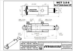 Hydraulic Cylinder Welded Double Acting 3.5″ Bore 8″ Stroke Cross Tube 3.5×8 NEW