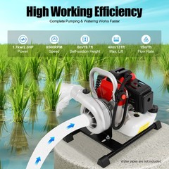 2.3HP 2-Stroke Gasoline Water Pump High-Pressure Irrigation Transfer Pump 1.5in