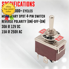 Momentary Reverse Polarity Switch 12V 30A DPDT 4-Pin On -Off- On Toggle Swit