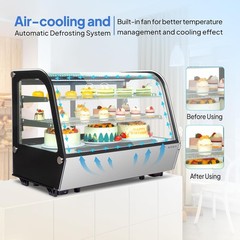 Refrigerated Display Case 5.7 Cu.Ft. Glass Pastry Display Showcase Equipment+LED
