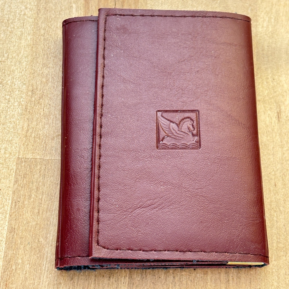 Vintage Genuine Red Brown Leather Personal Wallet Notepad Address Book, 4″