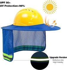 3 Pack Hard Hat Sunshield Upgrade Full Brim Neck Sunshade Cover – BLUE