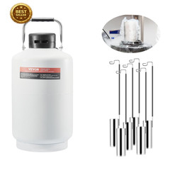 10L Liquid Nitrogen Tank Aluminum LN2 Dewar Cryogenic Container 6 Canisters Bag