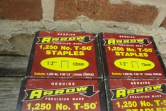 30 BOXES – Arrow T-50 1/2 Inch 12 mm Staples 1,250-CT Each 37,500 Total T50