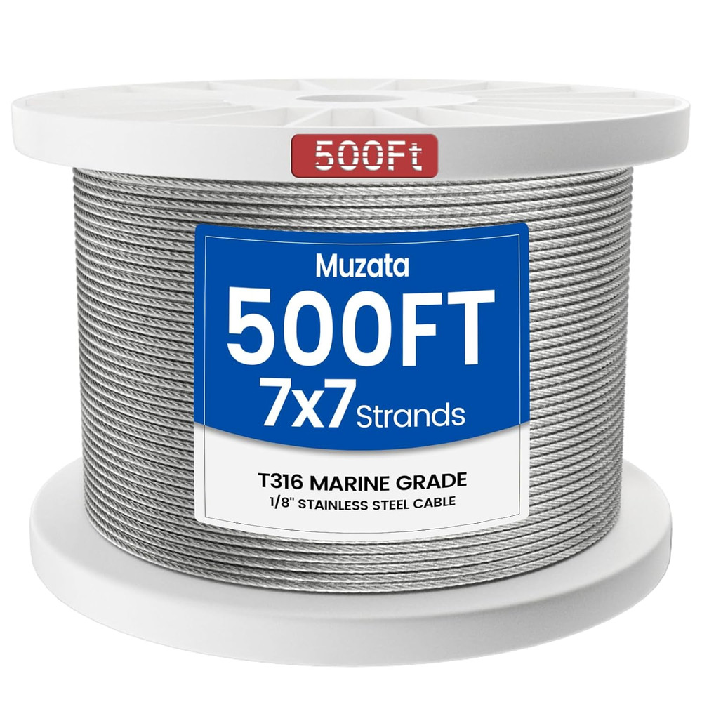 500 Ft 1/8″ Stainless Steel Cable Railing System Hardware T316 Stainless Steel W